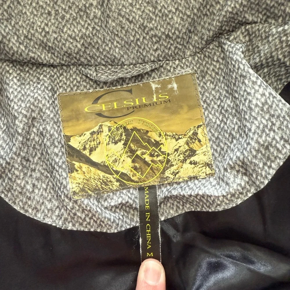 Gray Winter Coat with Faux Fur Hood Long Length - Picture 12 of 14